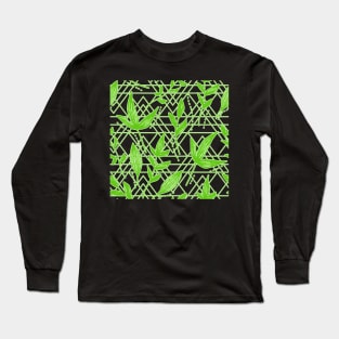 CUTE COOL GREEN GEOMETRIC SHAPE LEAF SEAMLESS PATTERN Long Sleeve T-Shirt